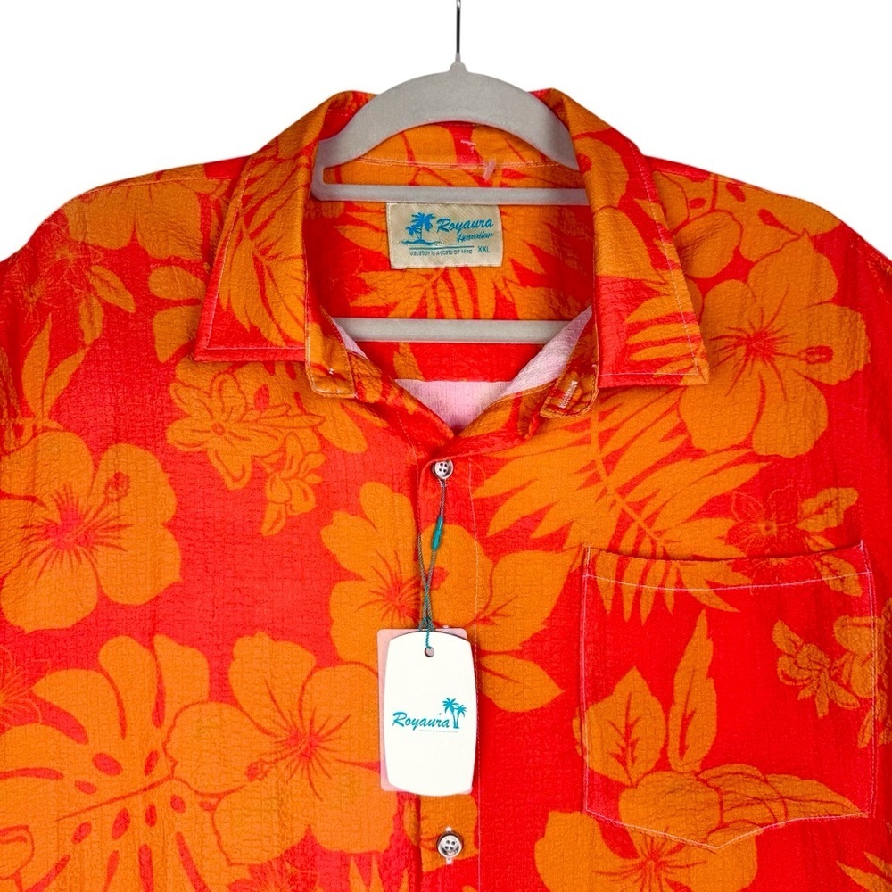 NWT Royaura Hawaiian Orange Men's Shirt Size XXL - Picture 2 of 8
